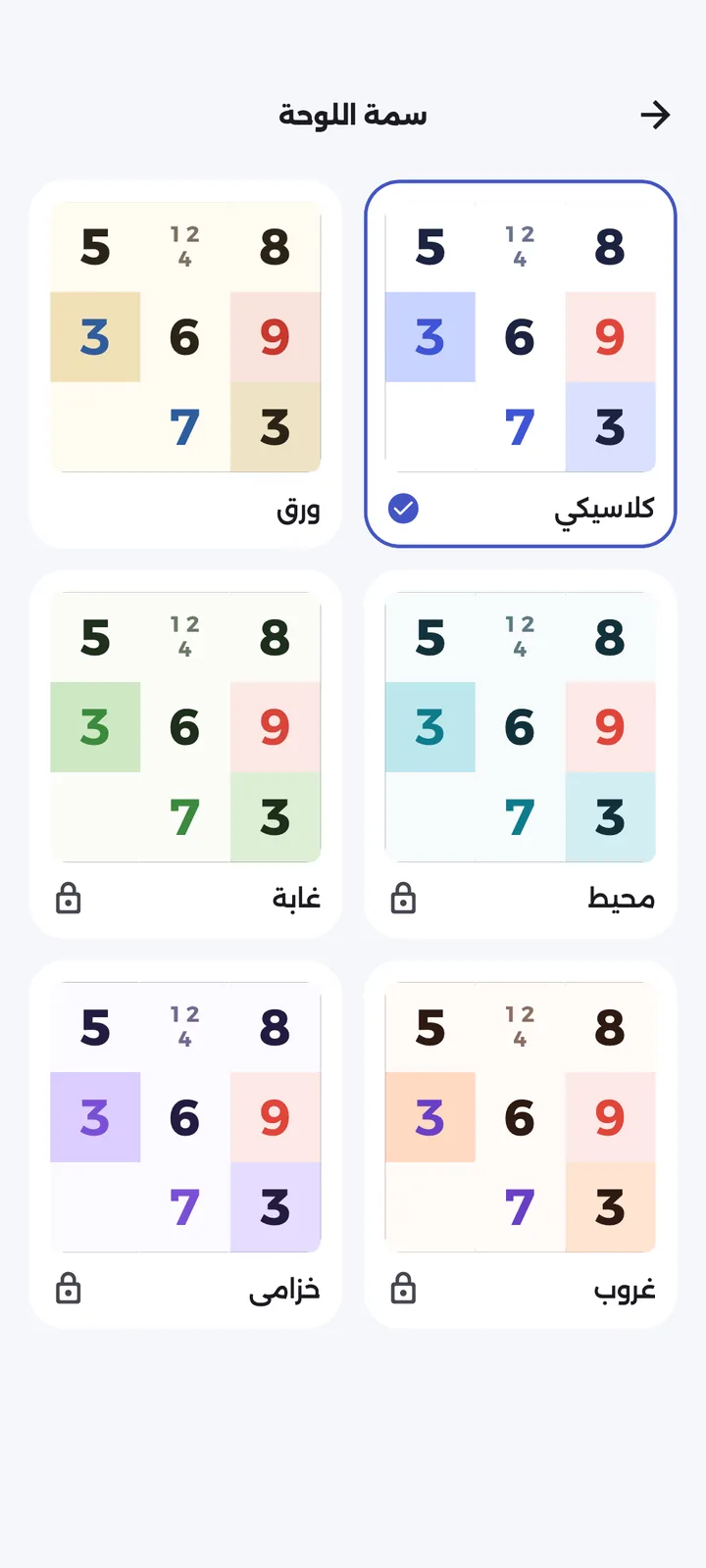 سمات اللوحة الست