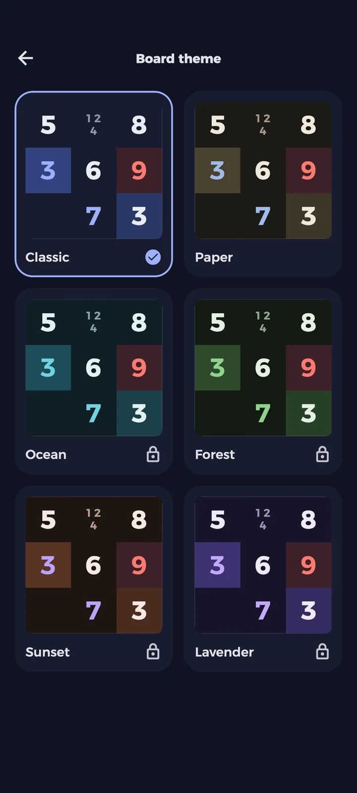 The six board themes